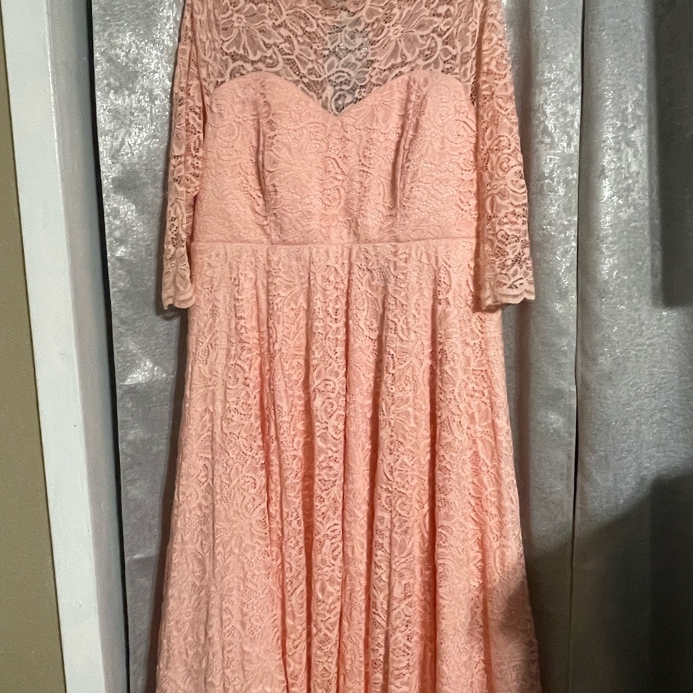 Torrid Pink Lace Long Sleeve Dress